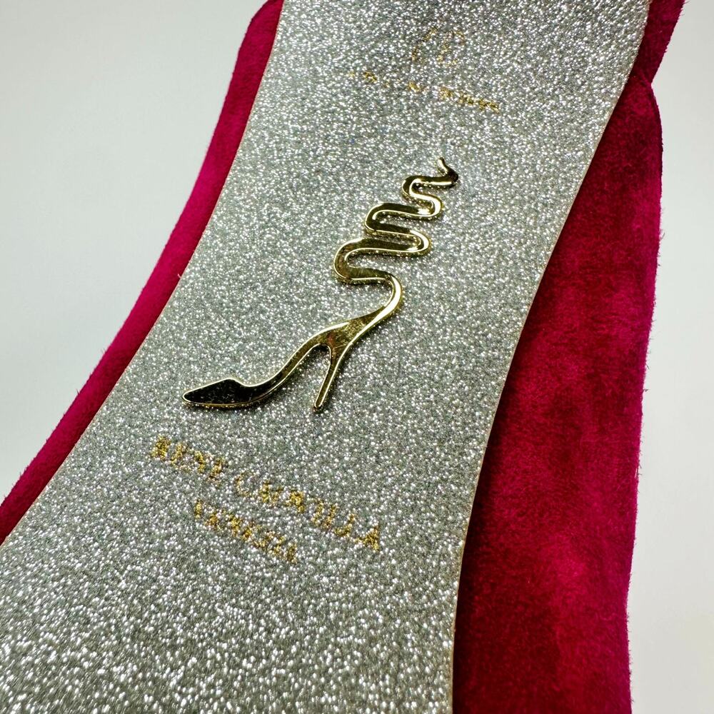 Rene Caovilla Venezia EU 37 US 7 Sandals Red Suede Leather Crystal Snake Mules - Picture 11 of 11